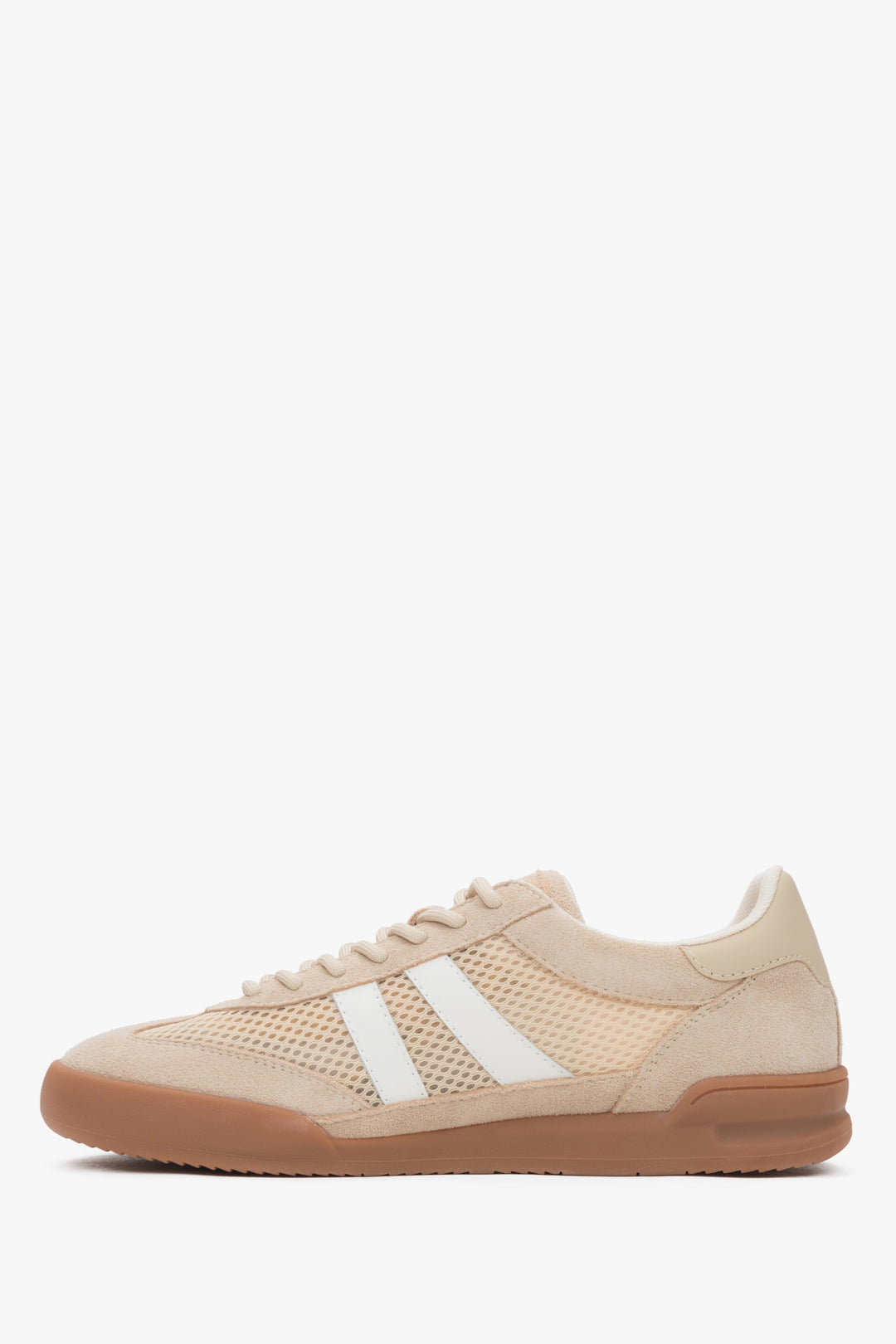Beige velour women's sneakers ES8 with breathable mesh.
