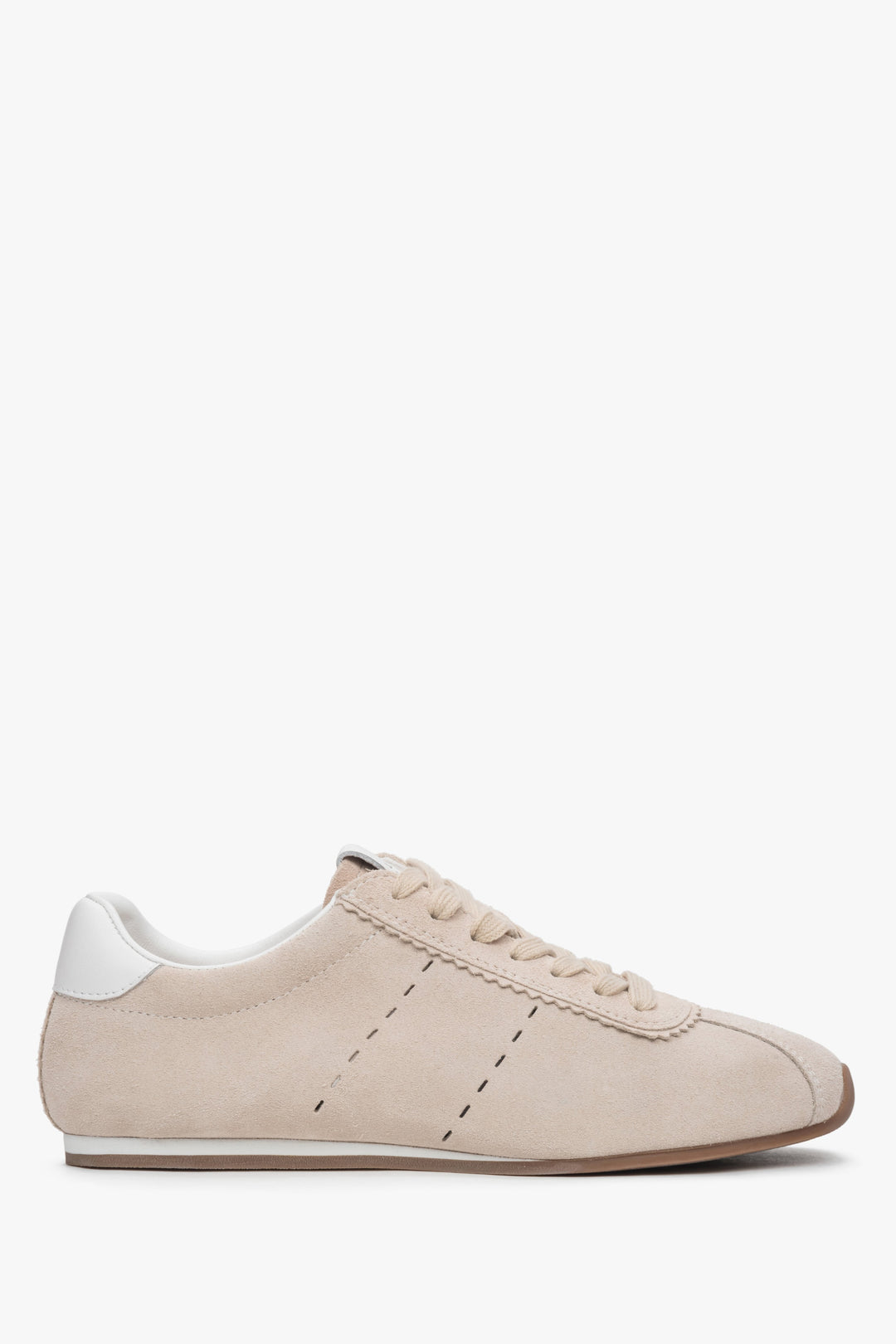 Women's Beige Soft Velour Sneakers with a Low Sole Estro ER00117162.