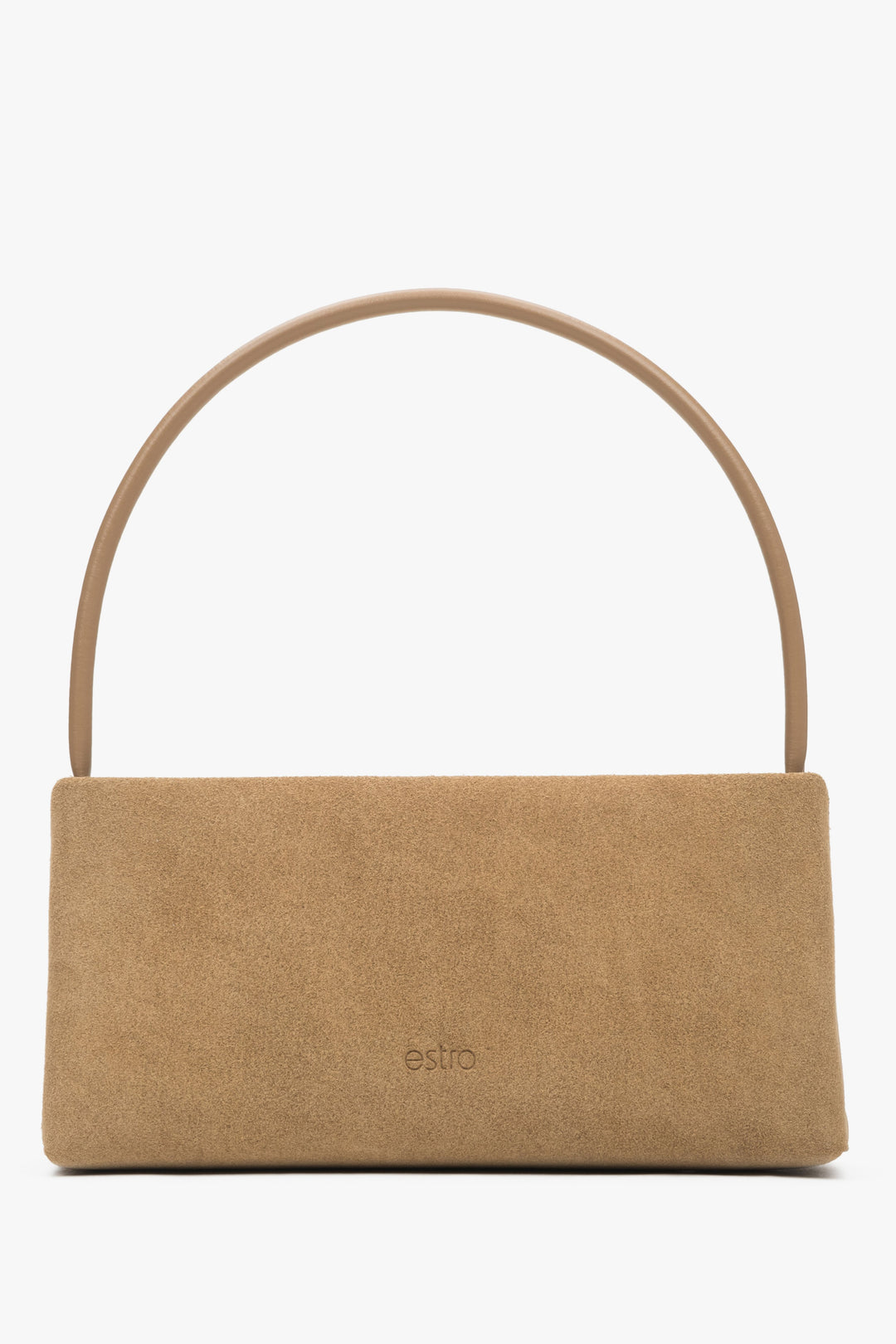 Women's Beige Velour Shoulder Bag Estro ER00116823.