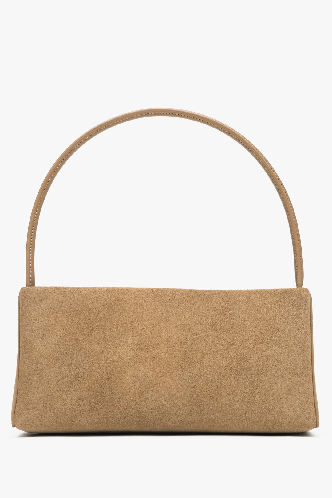 Women's shoulder bag in beige, made of natural velour by Estro.