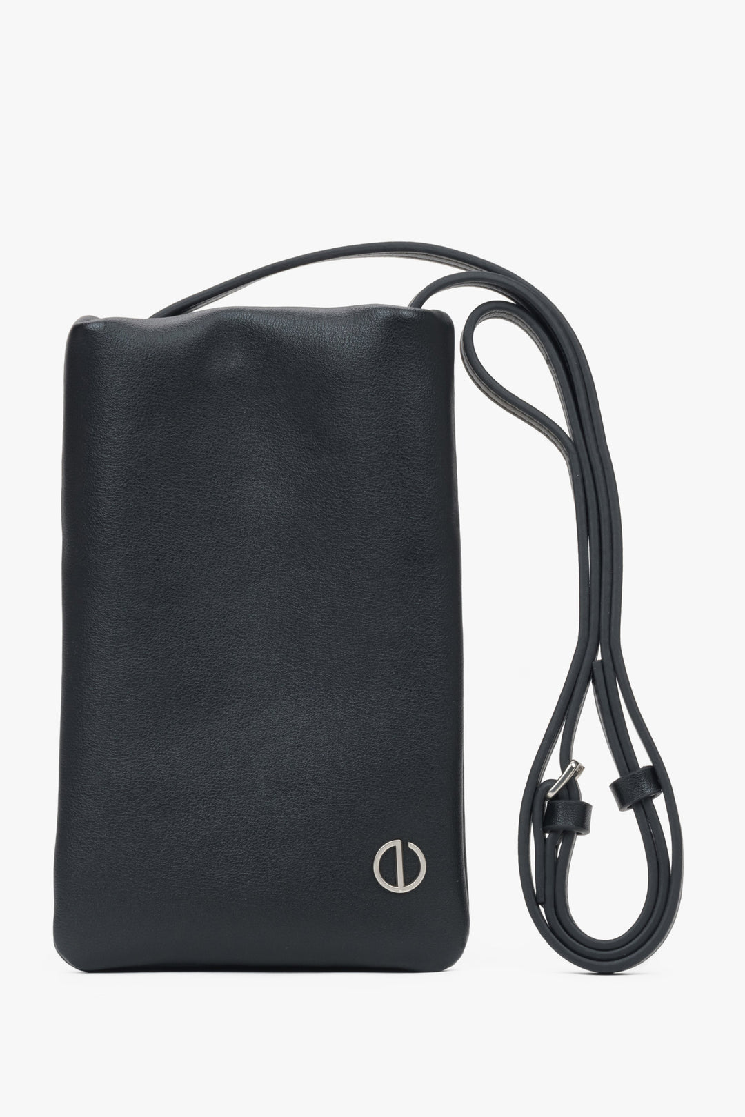 Women's Black Leather Phone Bag Estro ER00116880.