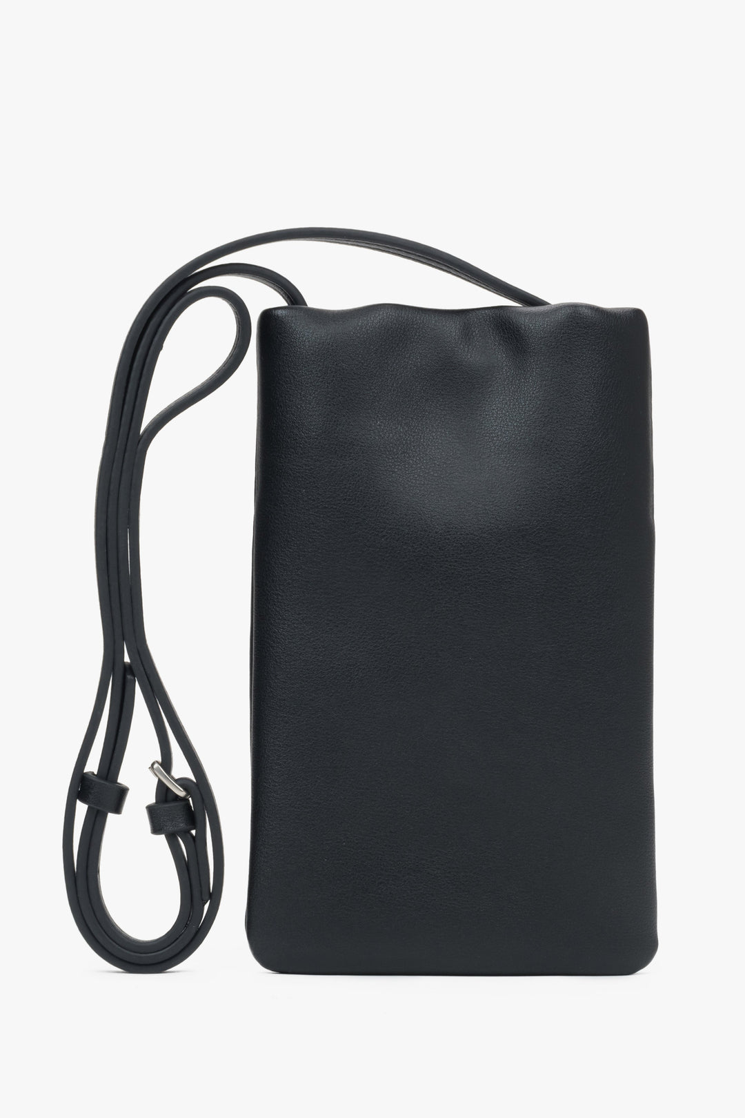 Black leather phone bag for women by Estro.
