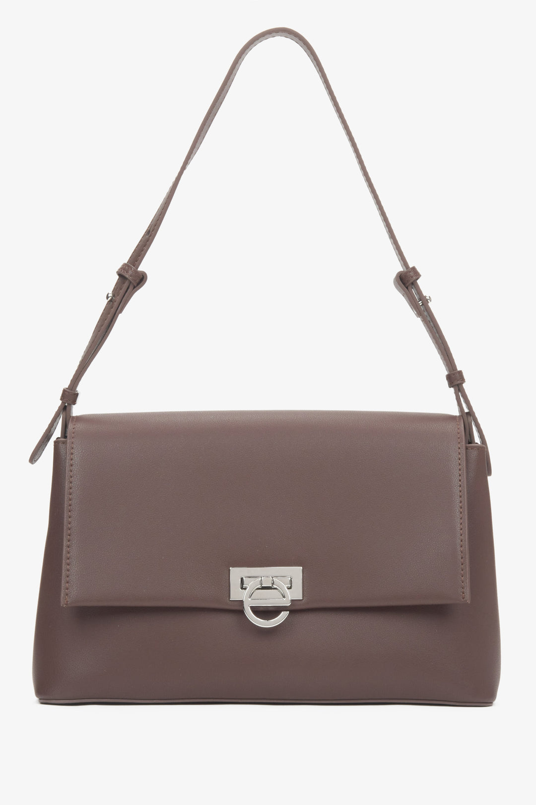 Women's Dark Brown Crossbody Bag made of Genuine Leather Estro ER00116610.