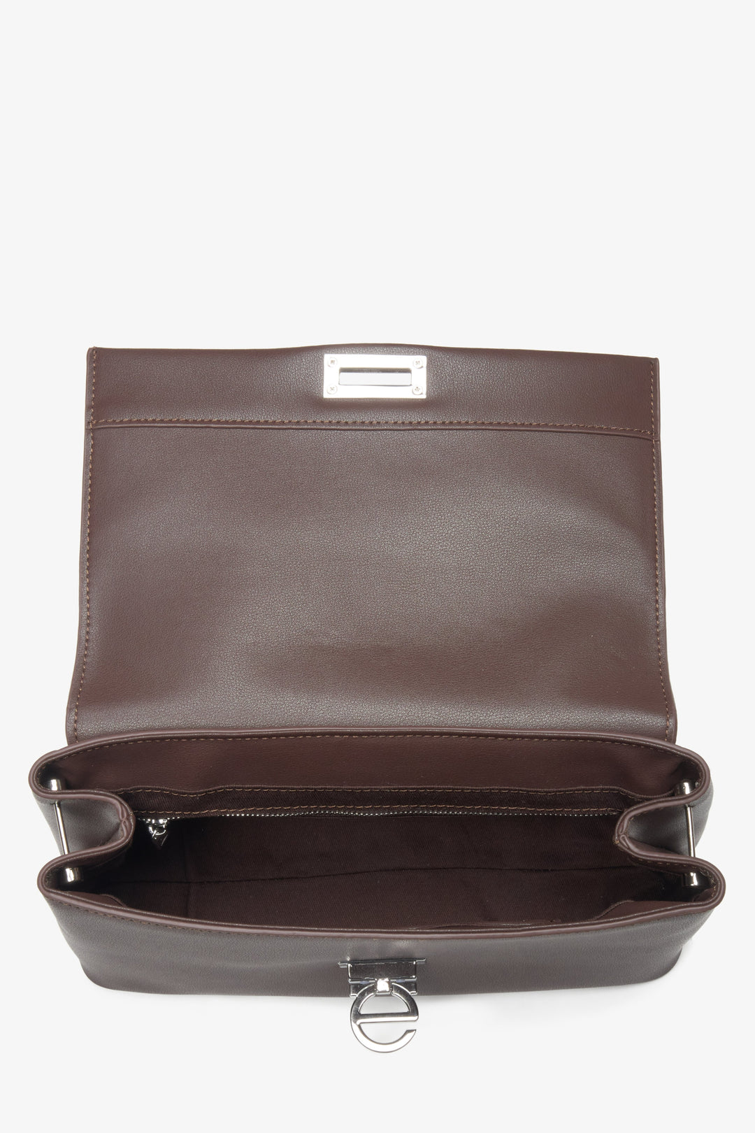Women's dark brown leather crossbody bag Estro - interior.
