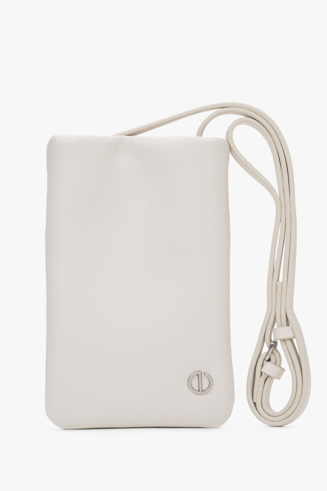 Light beige leather phone bag for women by Estro.