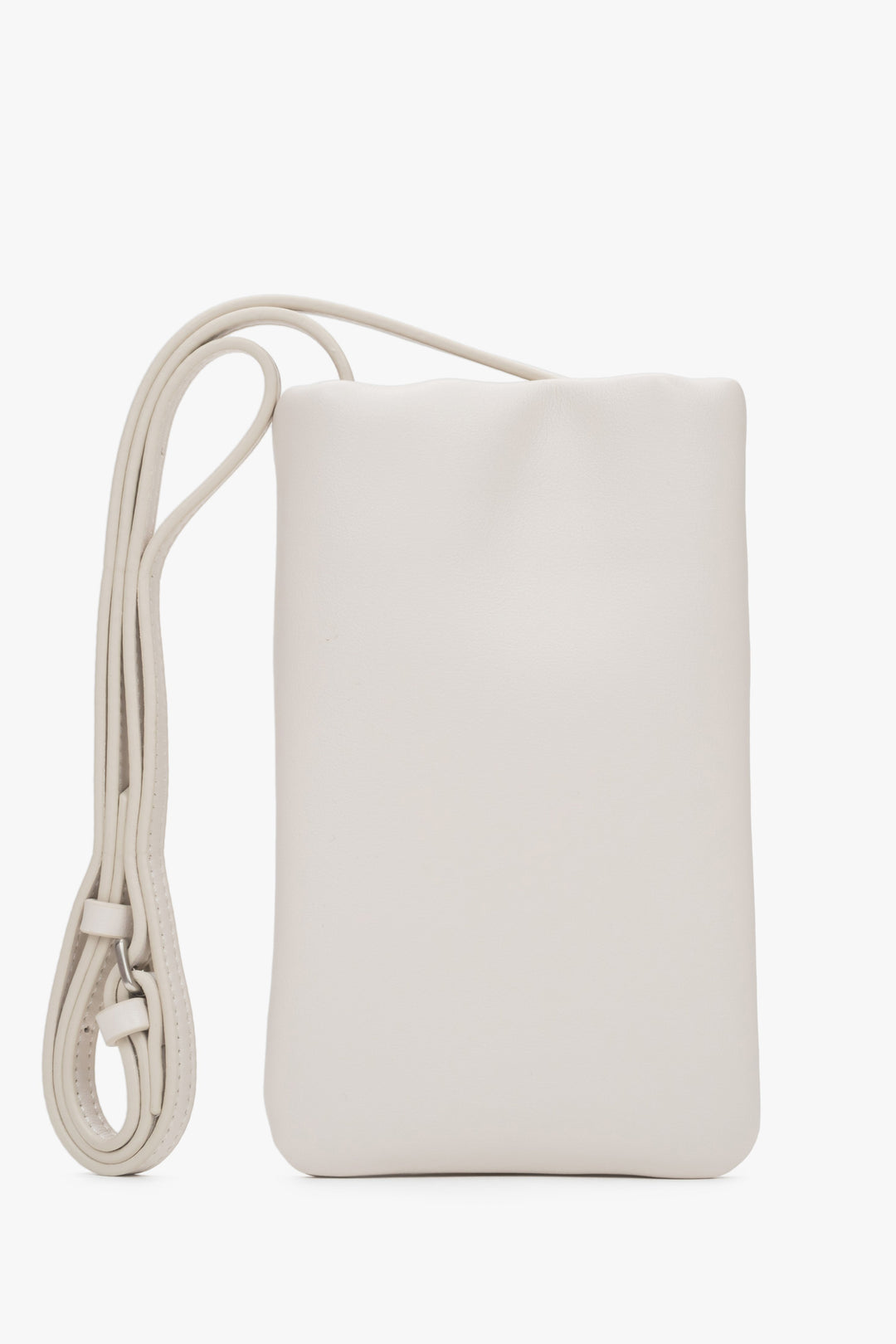 Beige natural leather phone bag.