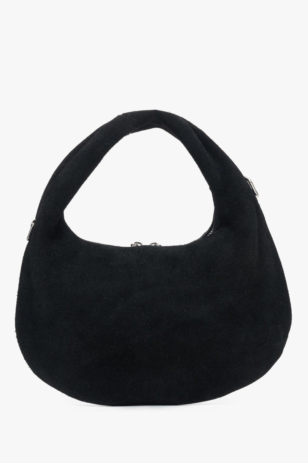 Black handbag by Estro, made of natural velour.