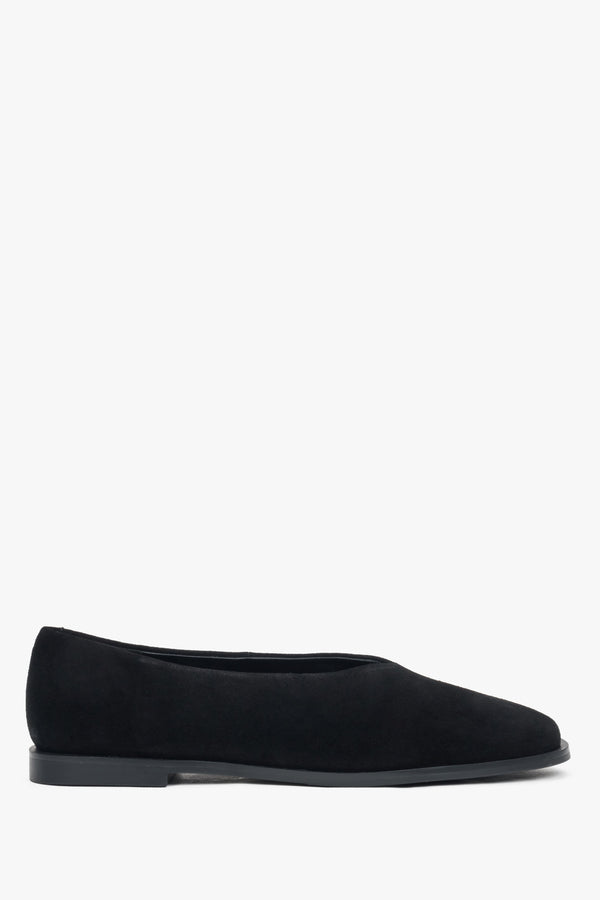 Women's Black Barefoot-Style Ballet Flats made of Soft Velour Estro ER00117917.