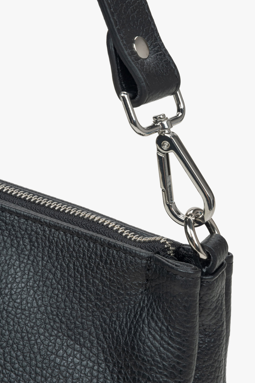 Premium Italian Leather Black Crossbody Bag for Women by Estro - details.