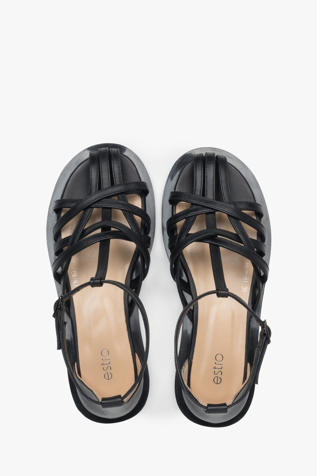 Chic black leather fisherman sandals for women, a versatile addition to your wardrobe.