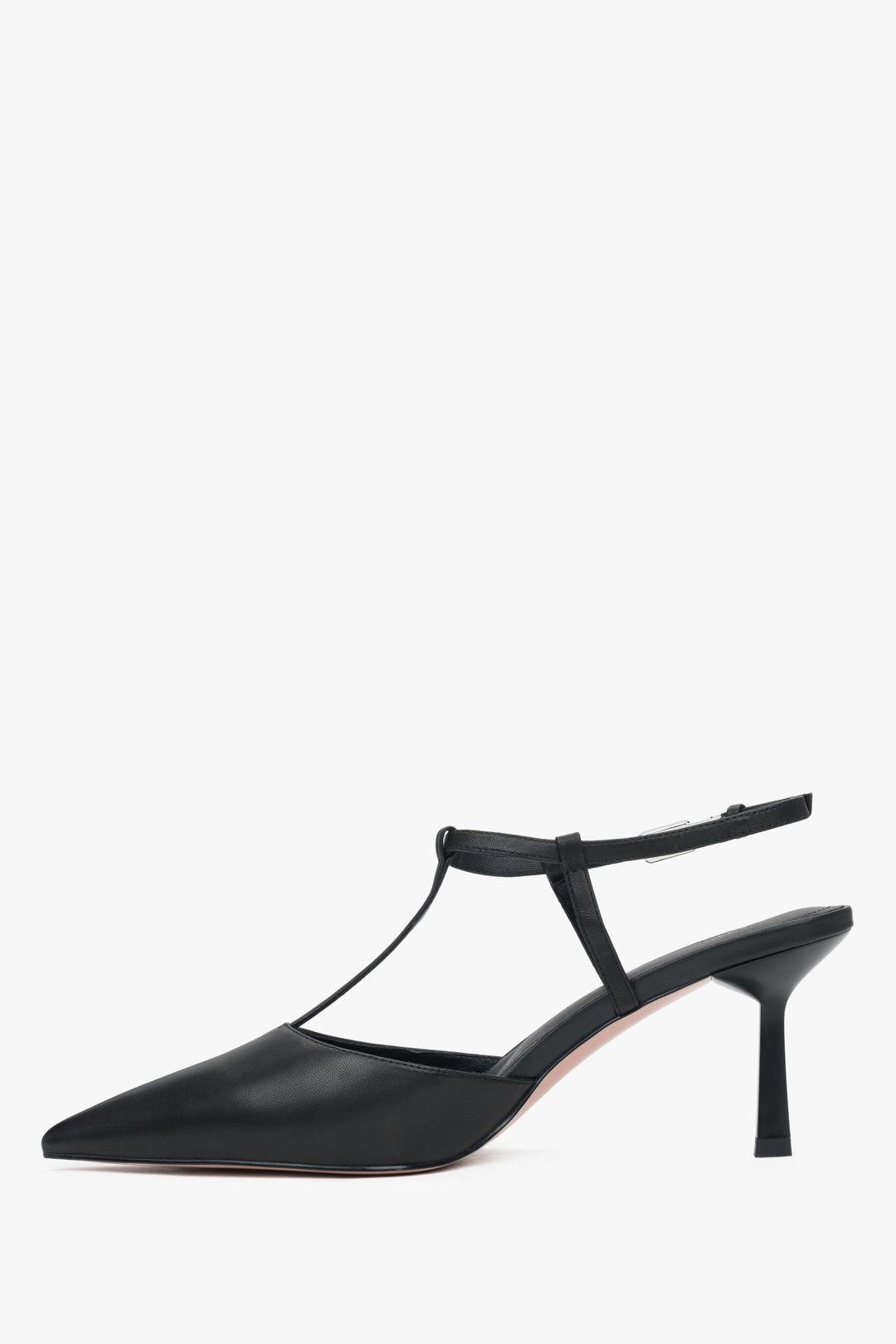 Women's pointed toe slingbacks in black leather Estro.