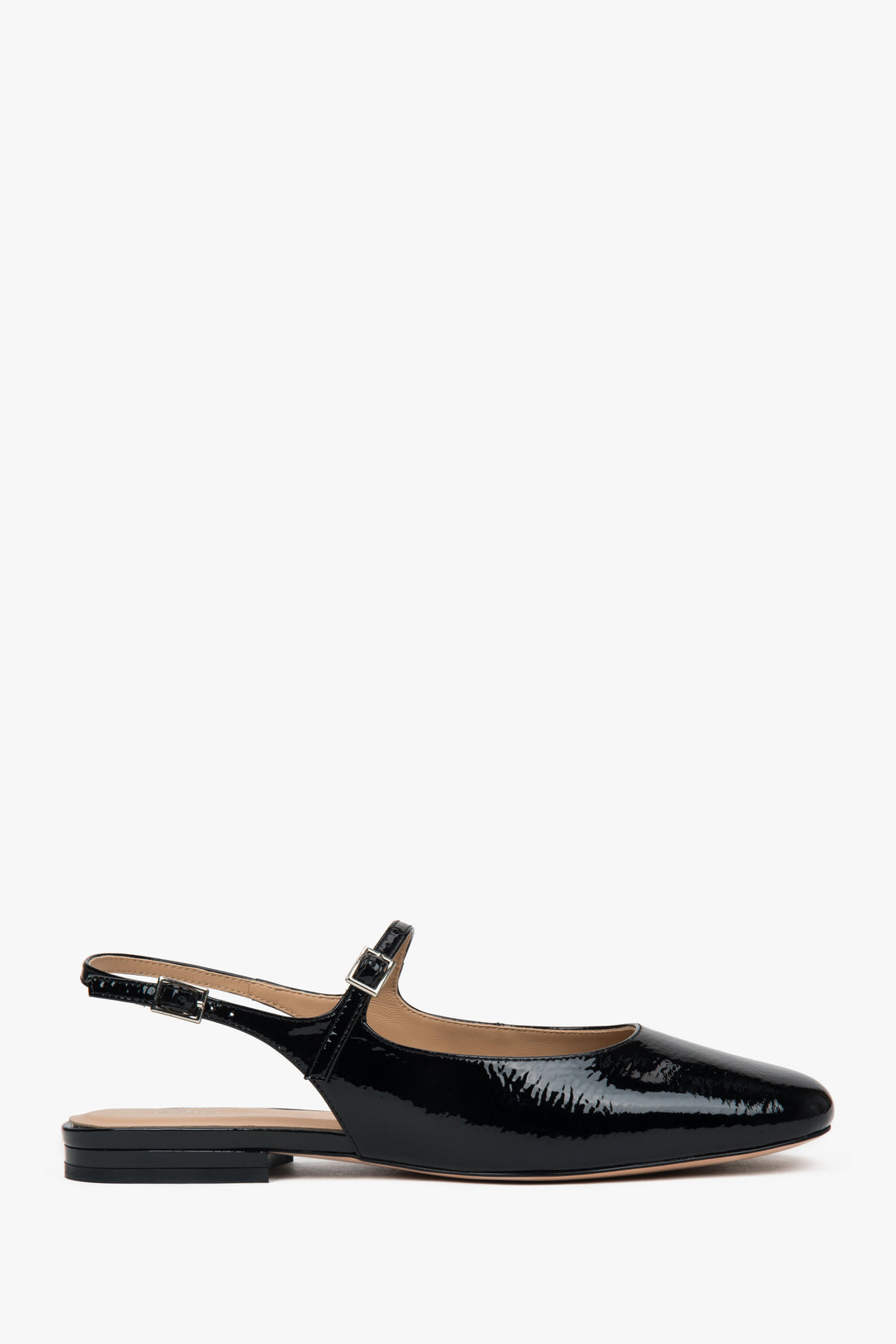 Women's Black Patent Leather Slingback Flats Estro ER00117182.