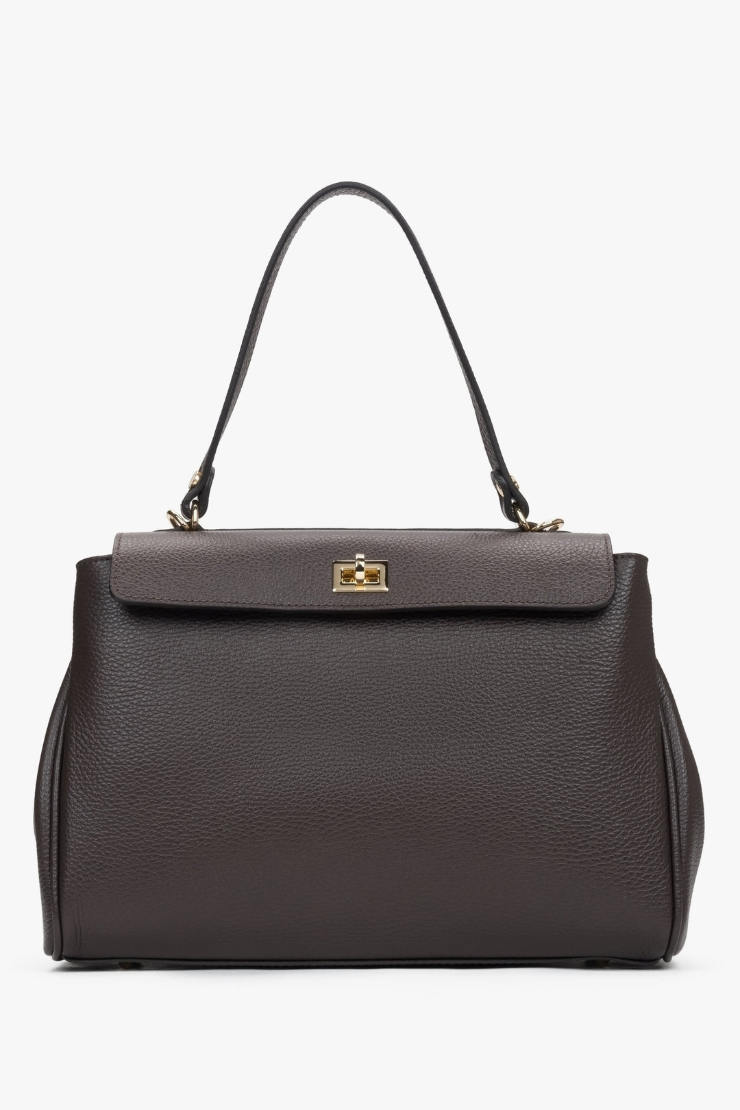 Women's Saddle Brown Satchel Handbag made of Premium Italian Leather Estro ER00117033.
