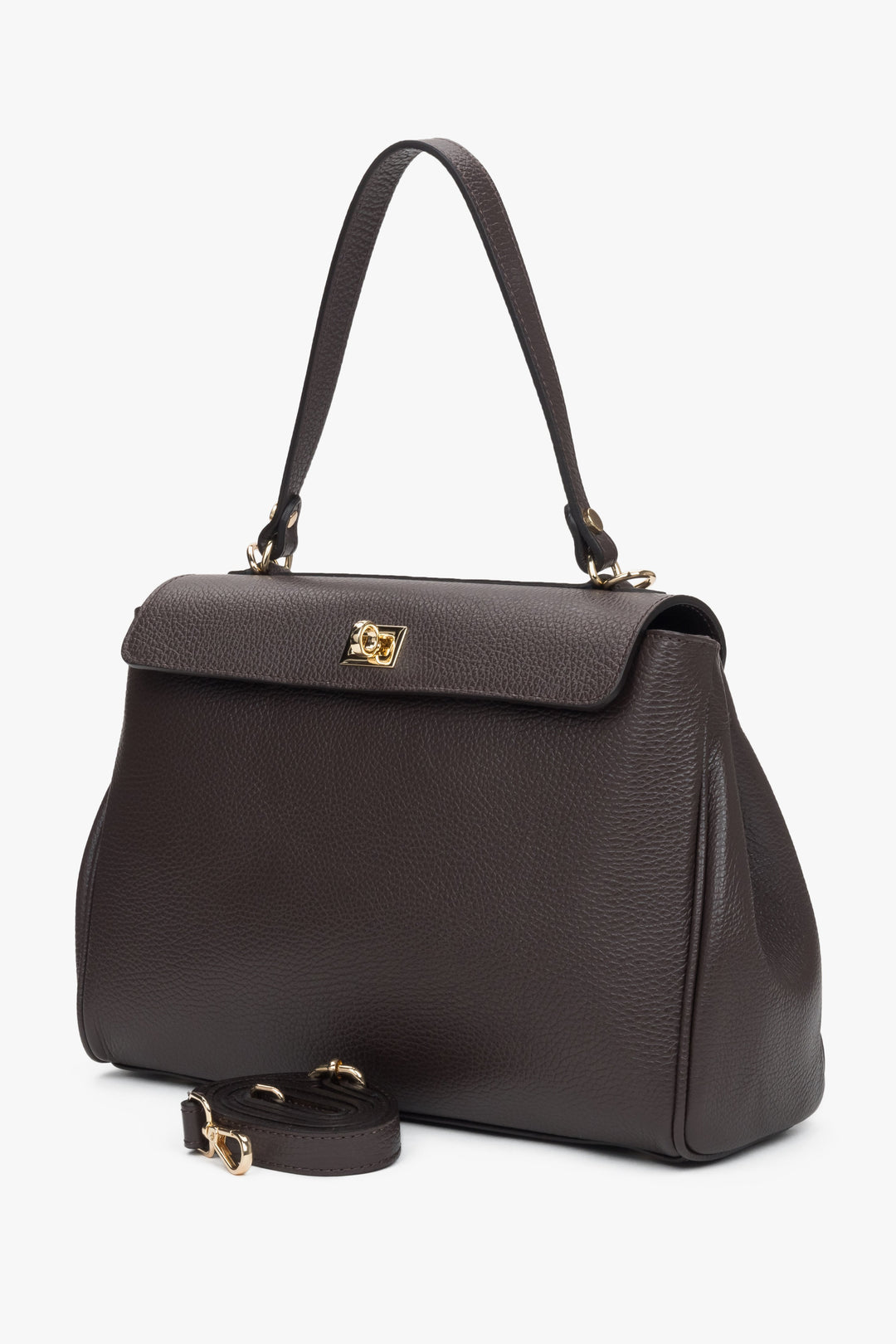 Women's Dark Brown Satchel Handbag by Estro Crafted from Premium Italian Leather.