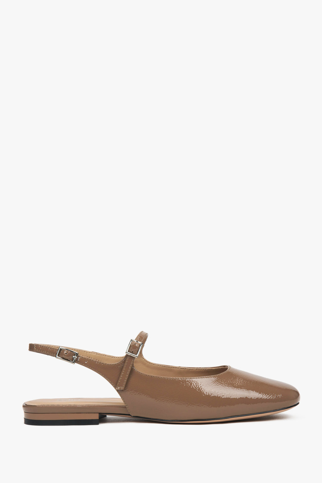 Women's Brown Patent Leather Slingback Flats Estro ER00117180.