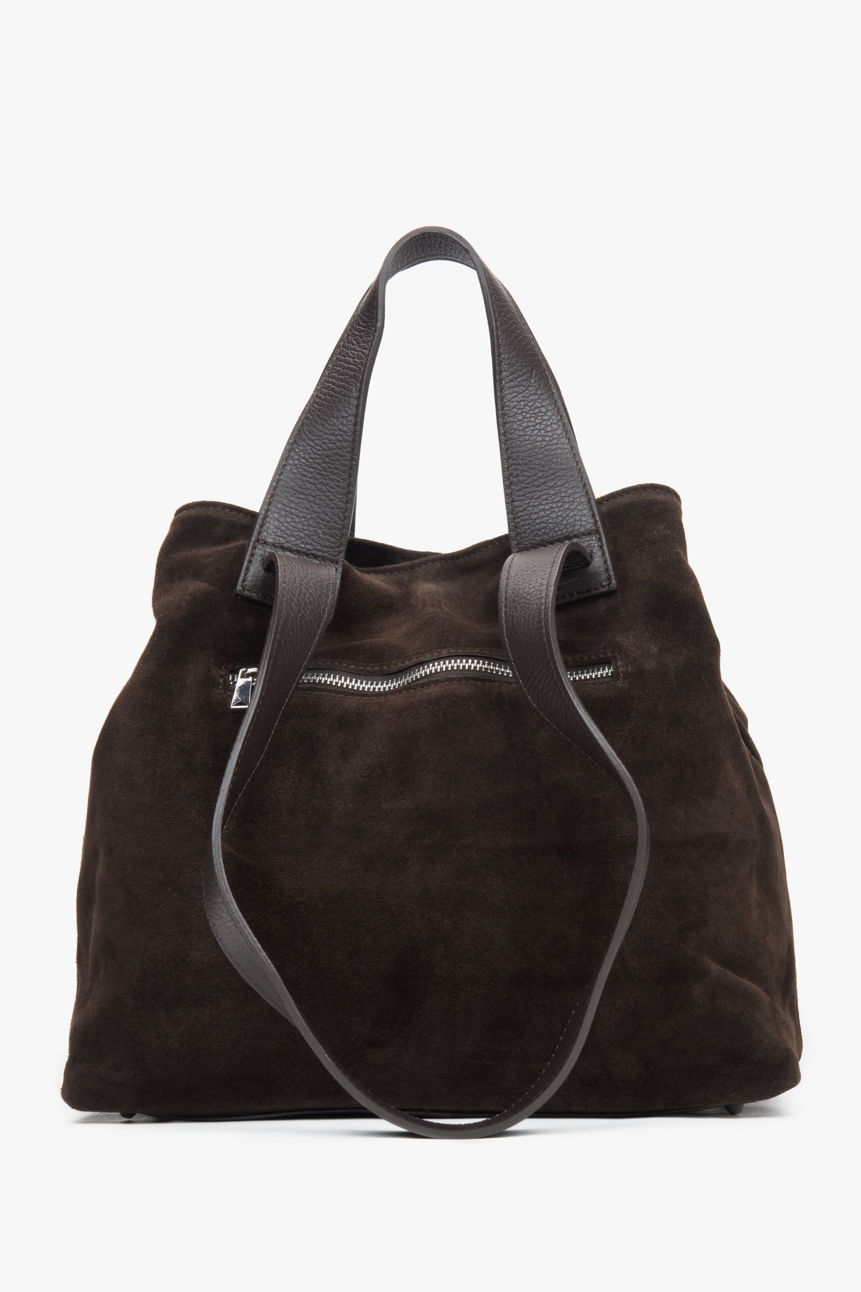 Women's Saddle Brown Velour Shopper Bag Crafted in Italy.