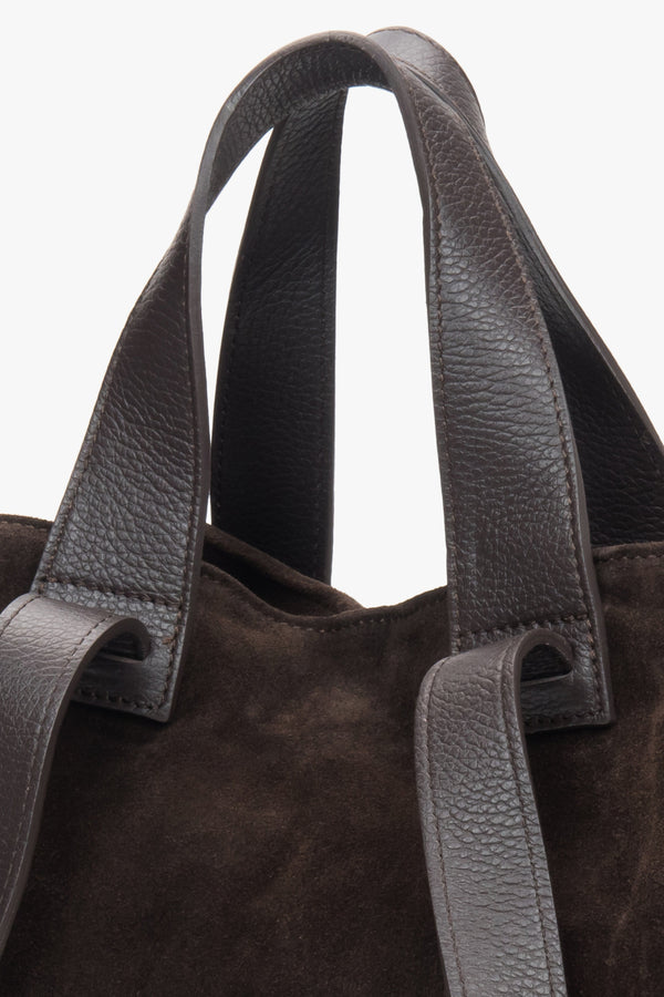 Women's Saddle Brown Velour Shopper Bag Made in Italy.