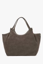 Women's Dark Grey Shopper Handbag made of Premium Italian Genuine Velour Estro ER00118340.