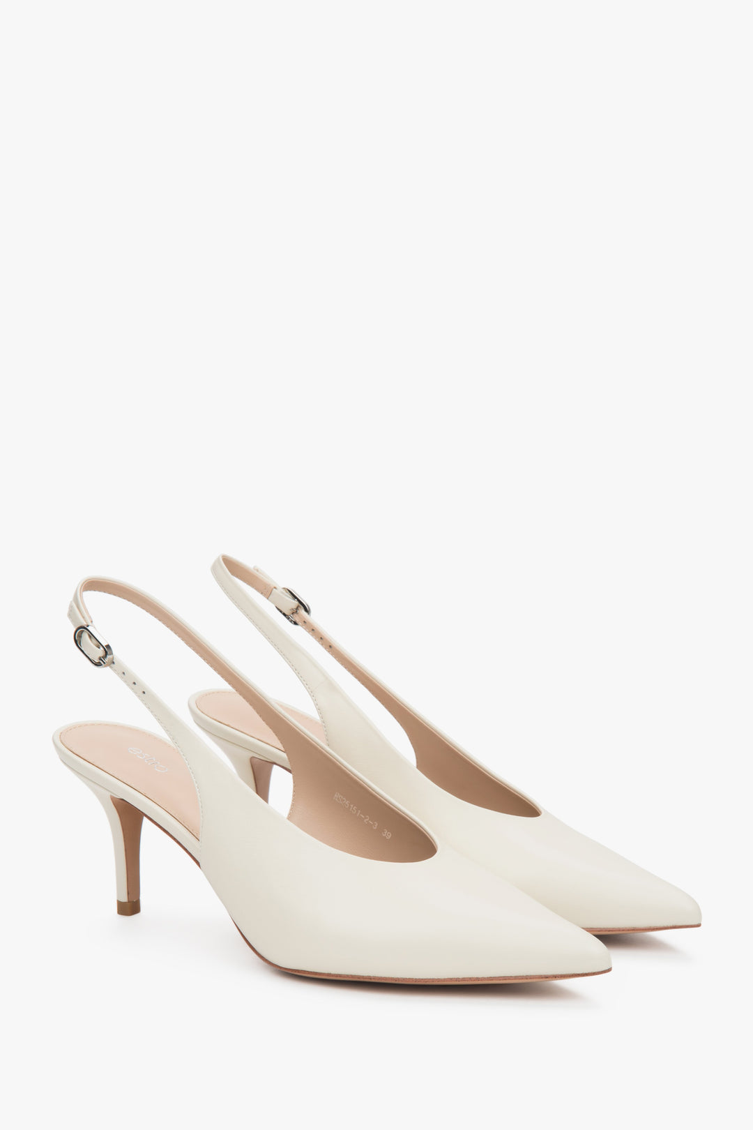 Light beige leather slingback pumps for women by Estro.