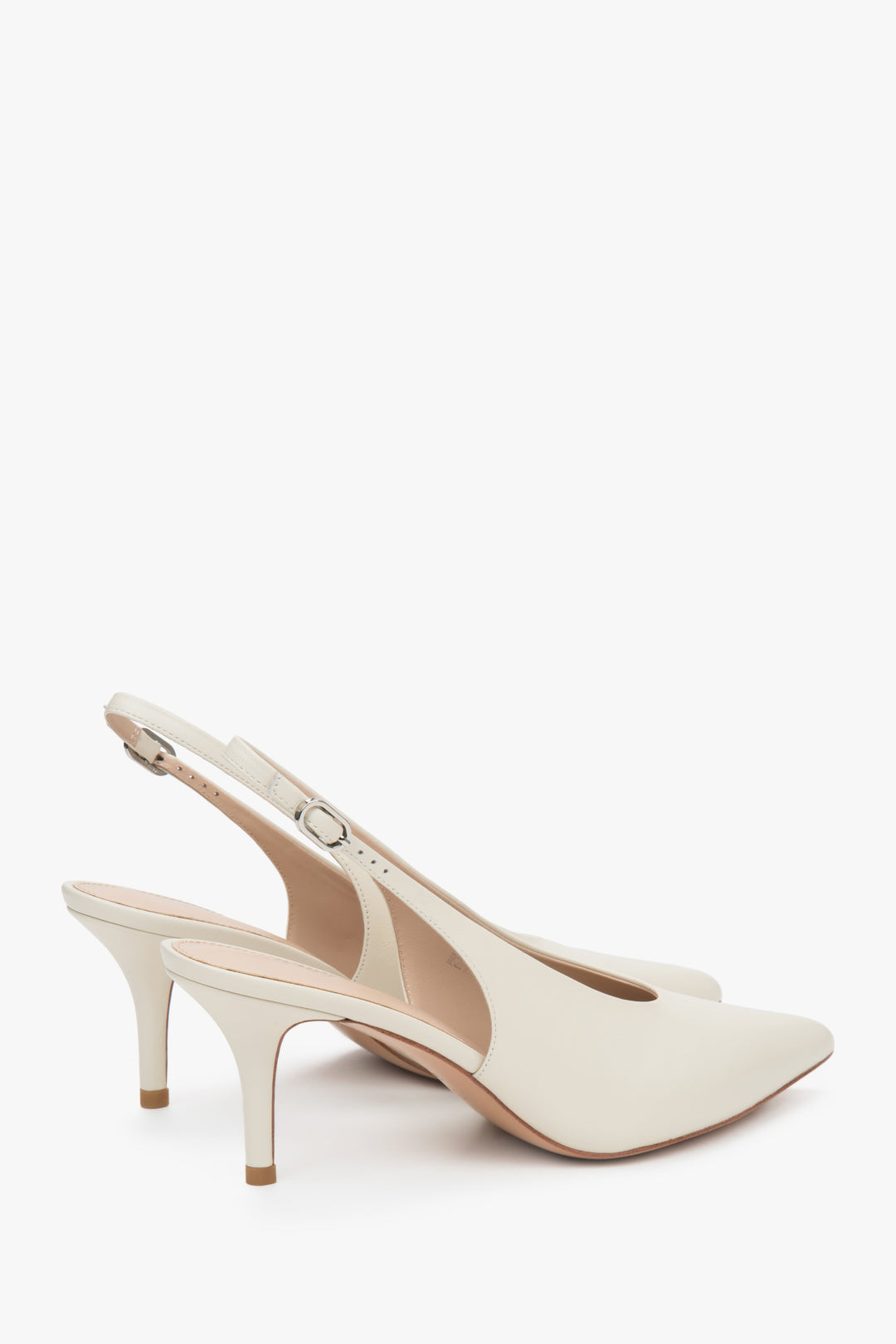 Women's light beige leather slingbacks by Estro.