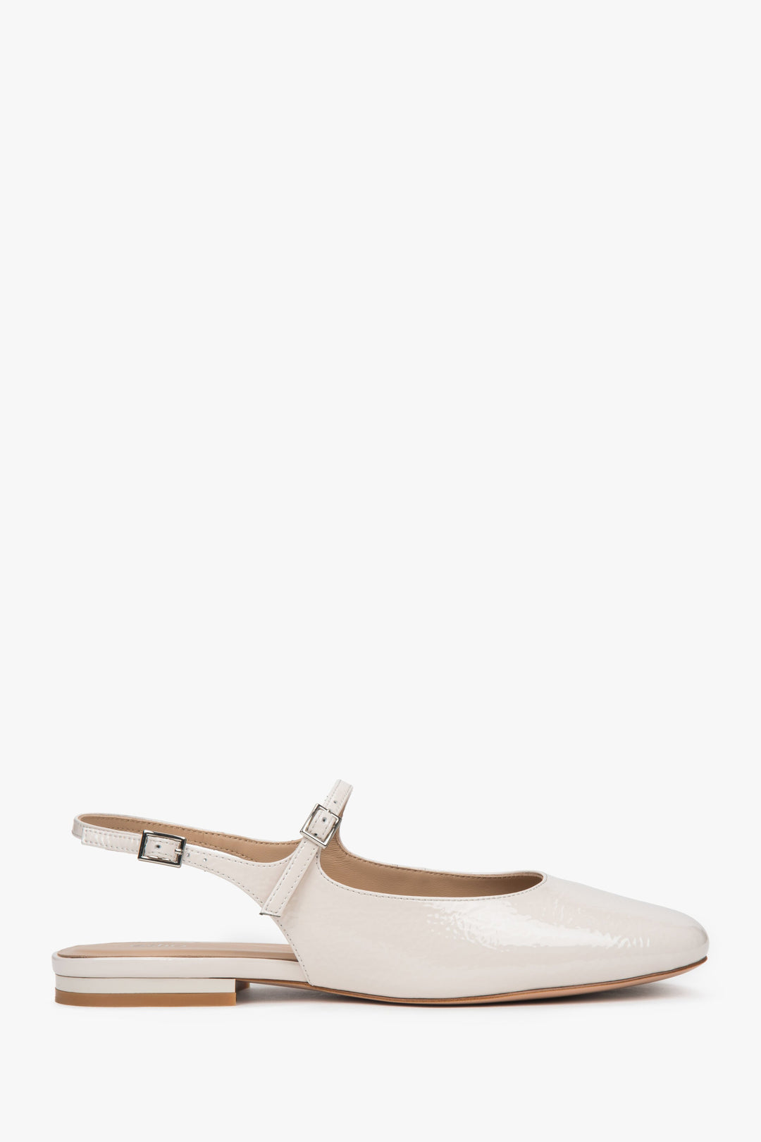 Women's Light Beige Patent Leather Slingback Flats Estro ER00117174.