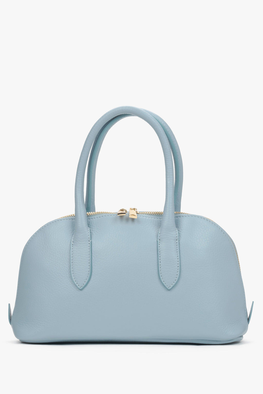 Women's Italian leather shoulder bag in light blue.