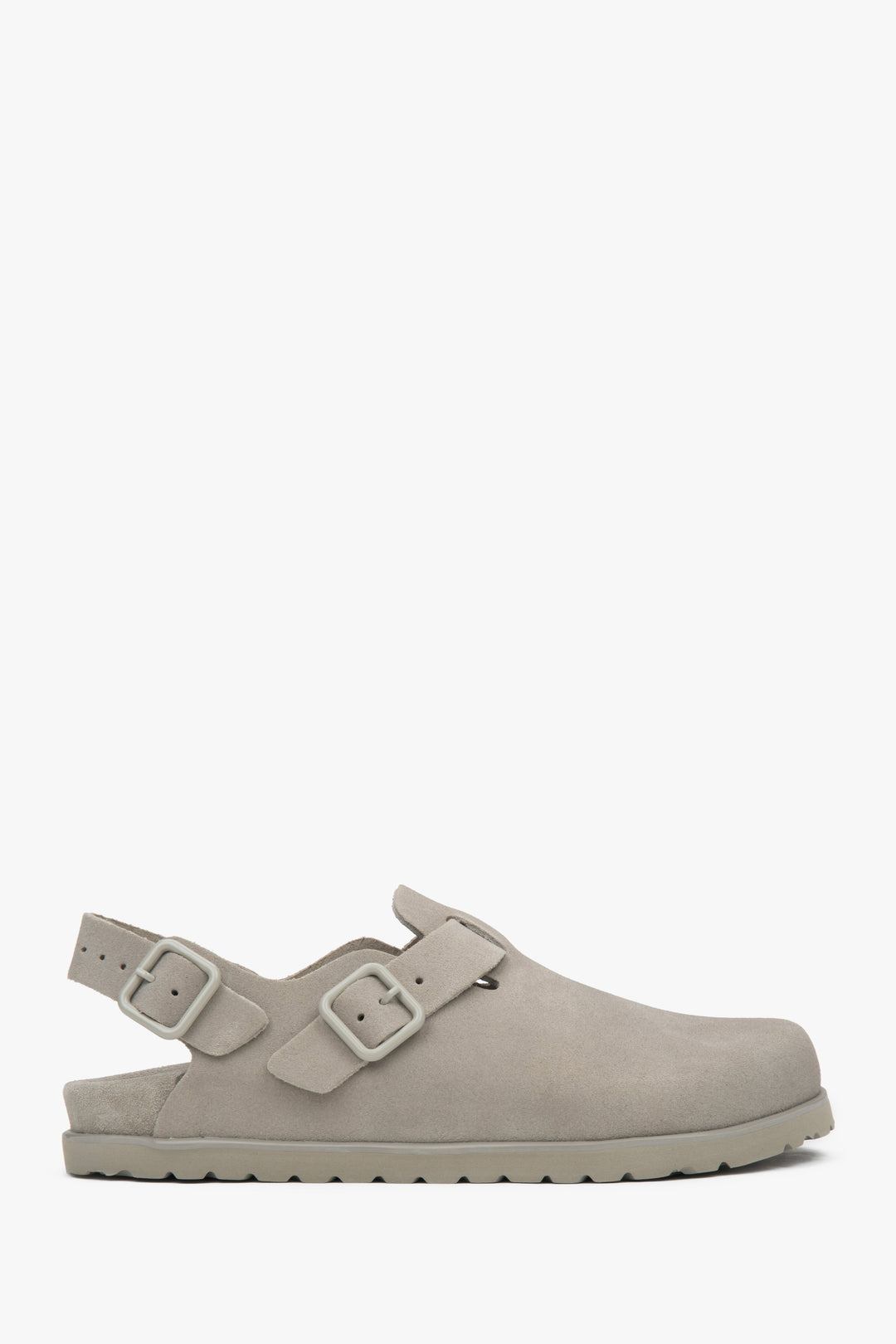 Women's Light Grey Velour Clog Sandals Estro ER00117156.