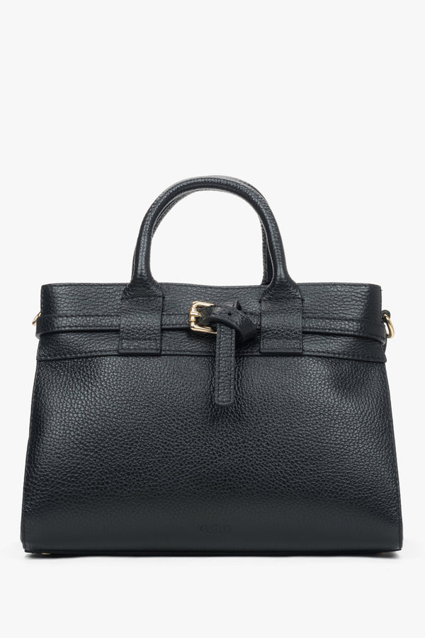 Women's Small Black Satchel Handbag made of Premium Italian Genuine Leather Estro ER00118334.