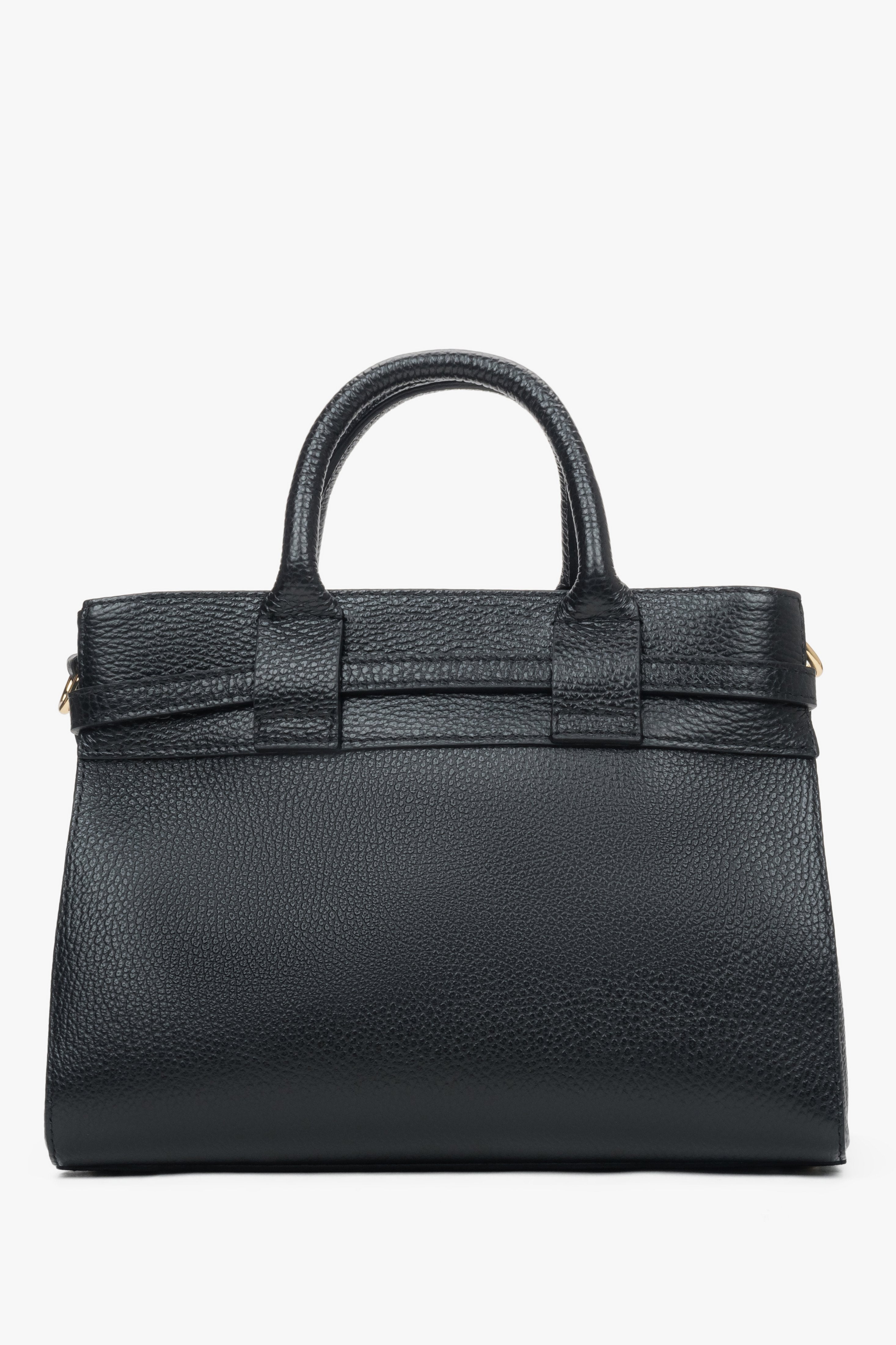 Women's small black satchel handbag made of Premium Italian Genuine Leather.