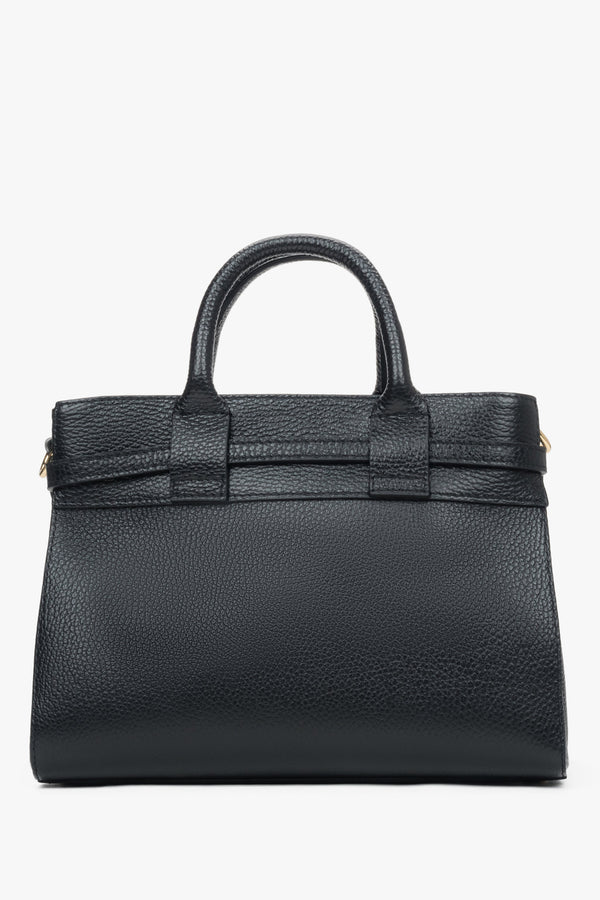 Women's small black satchel handbag made of Premium Italian Genuine Leather.