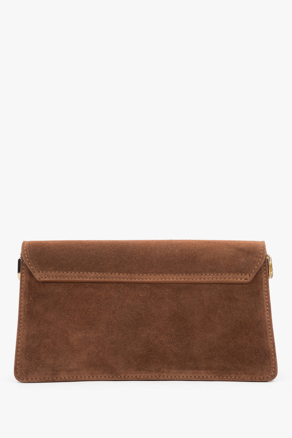 Women's brown shoulder bag made of Premium Italian Genuine Velour Estro ER00118341.