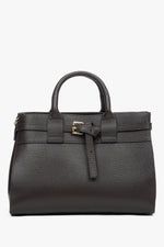 Women's Small Dark Brown Satchel Handbag made of Premium Italian Genuine Leather Estro ER00118336.