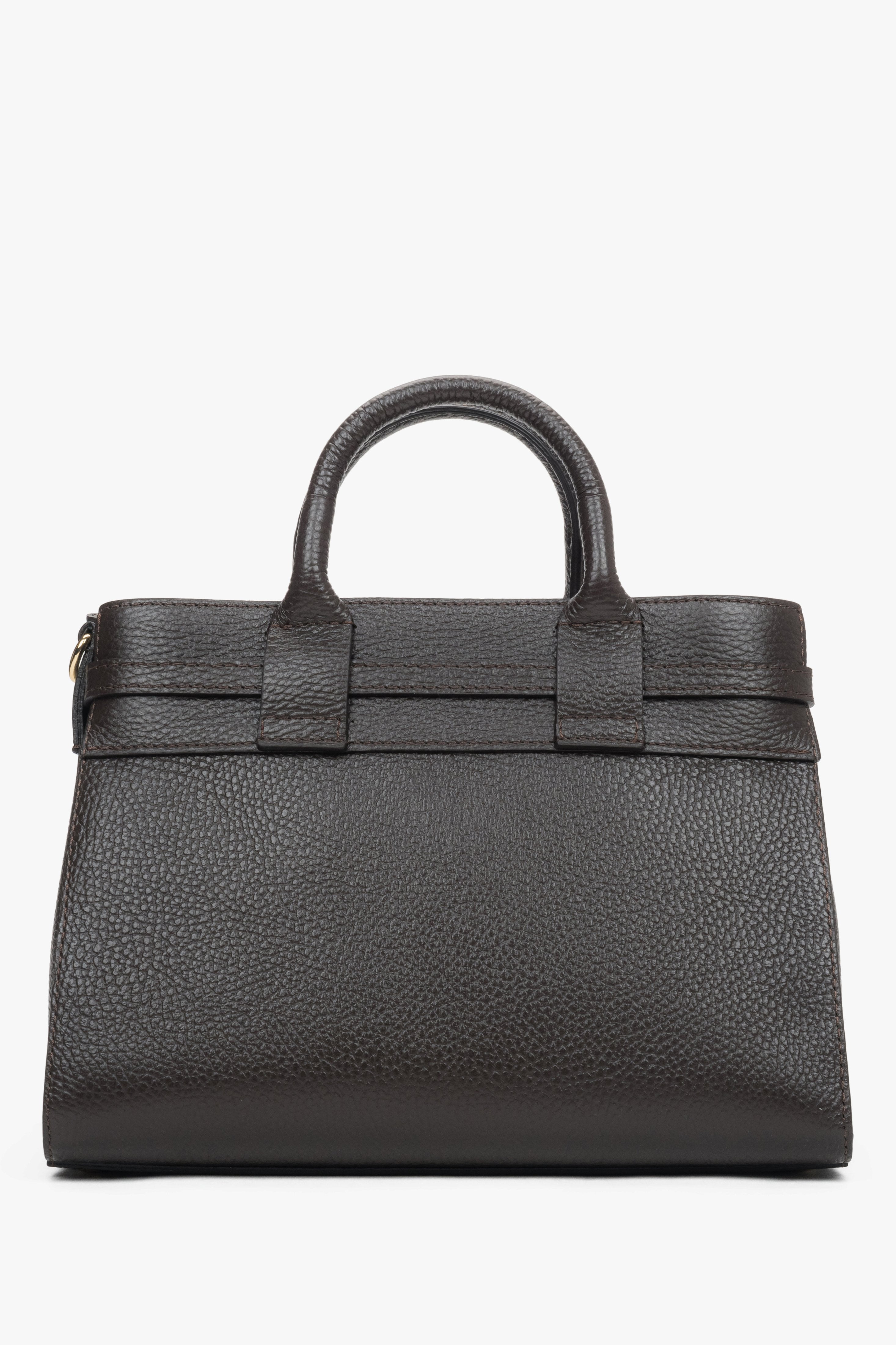 Women's small dark brown satchel handbag made of Premium Italian Genuine Leather.
