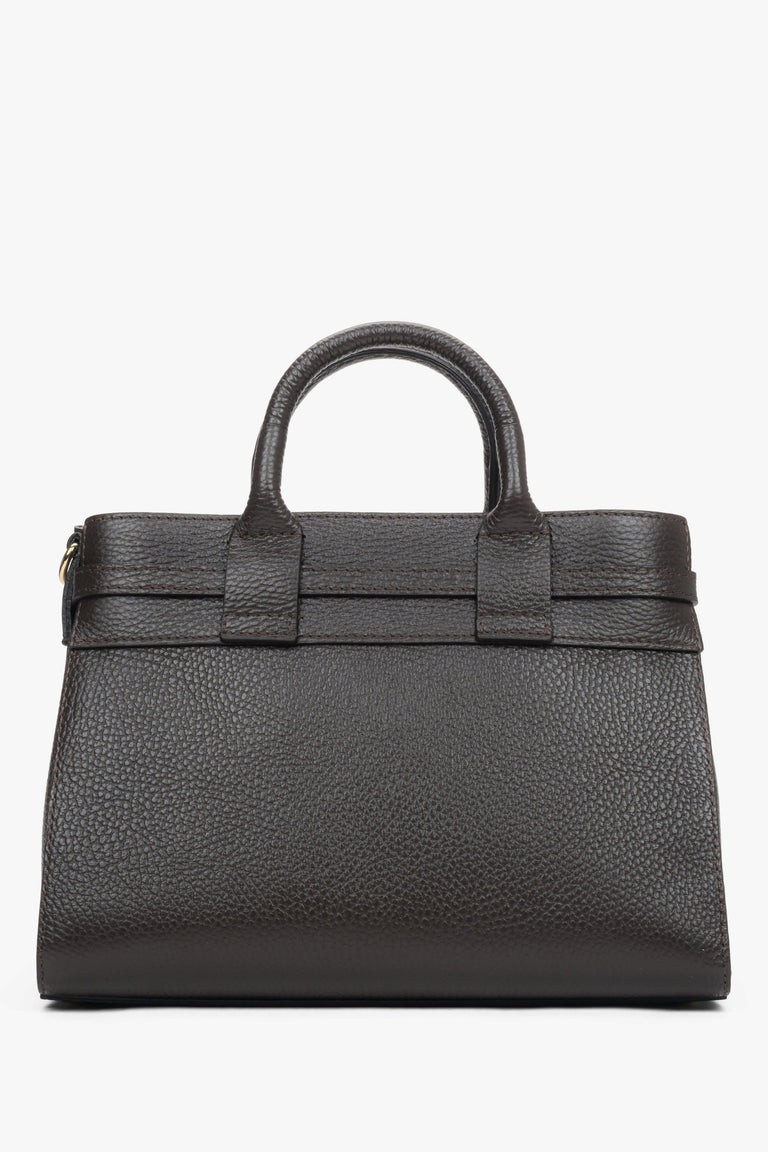 Women's small dark brown satchel handbag made of Premium Italian Genuine Leather.