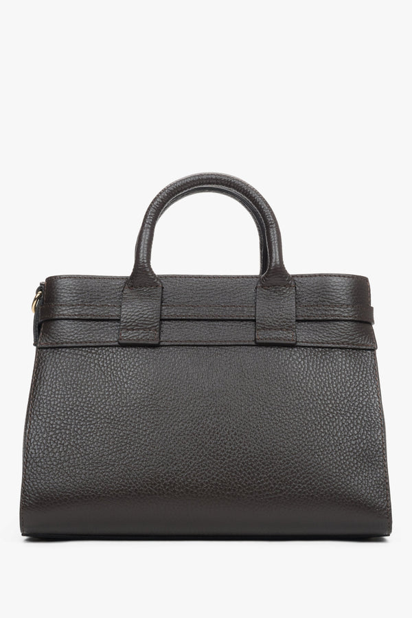 Women's small dark brown satchel handbag made of Premium Italian Genuine Leather.