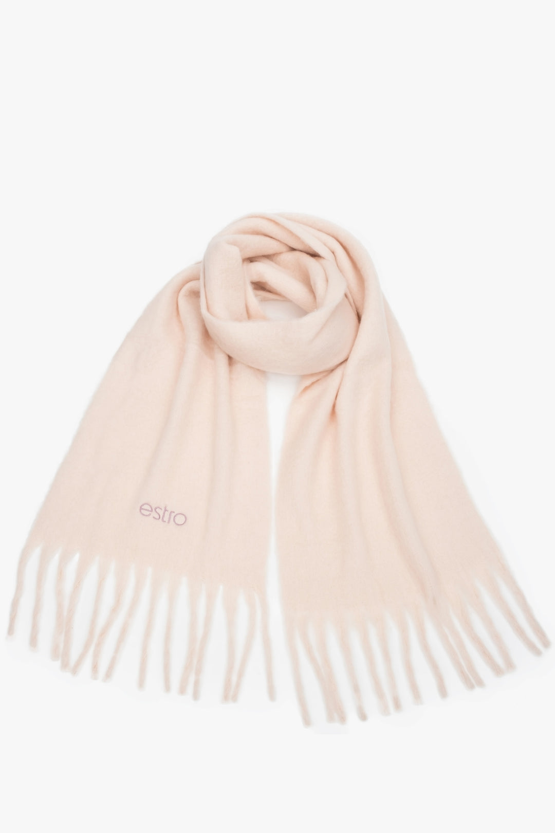Women's Soft Beige Scarf with Fringes Estro ER00117403