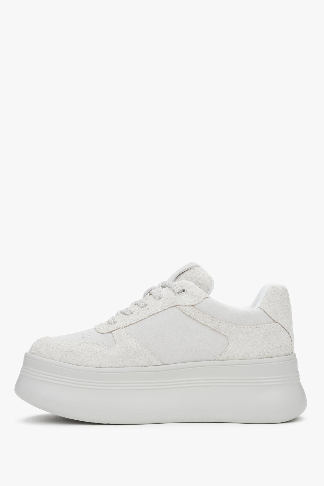 Chunky sole sneakers for women – white & grey velour by Estro.