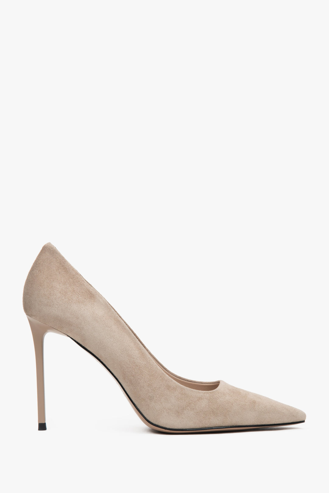 Women's Beige Heels made of Genuine Velour Estro ER00117234.