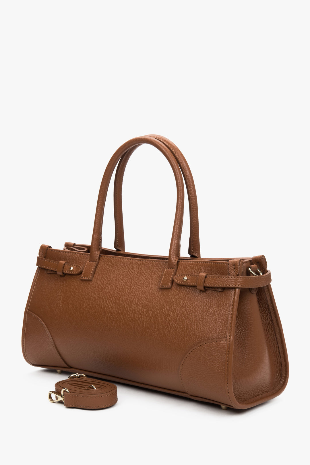 Brown leather tote handbag – premium quality.