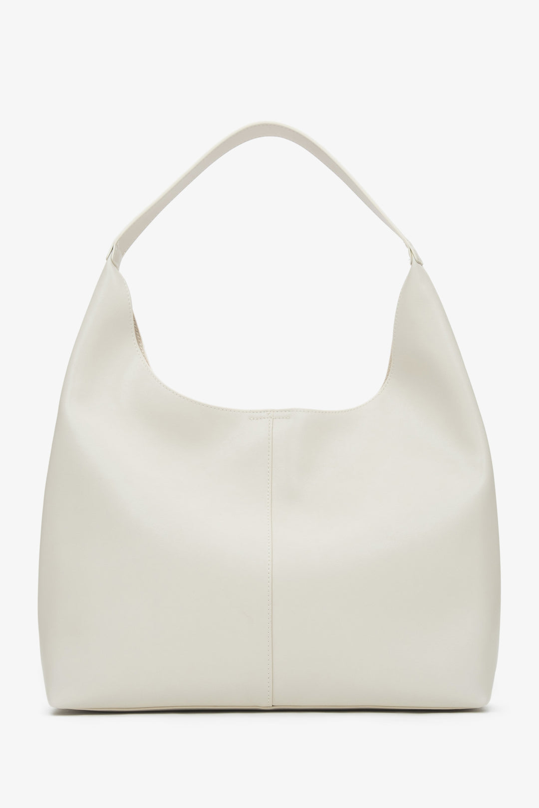 Women's Light Beige Shopper Bag made of Genuine Leather Estro ER00116832.