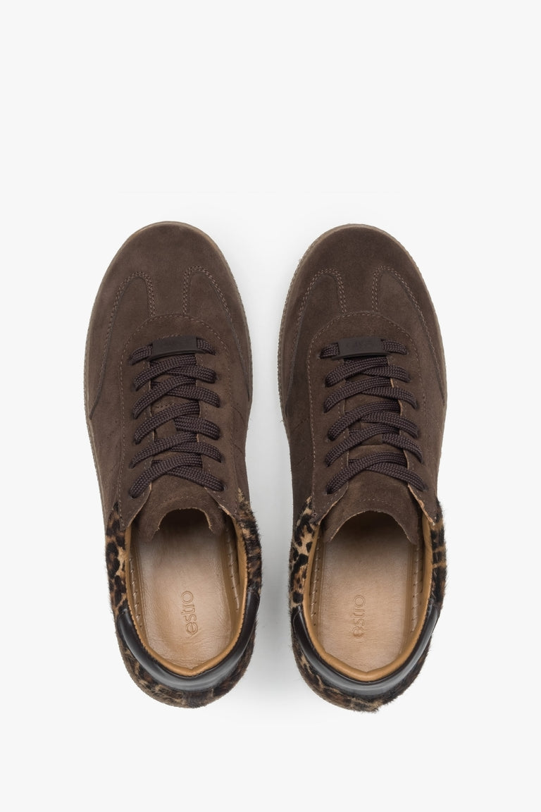 Estro genuine velour sneakers in dark brown.