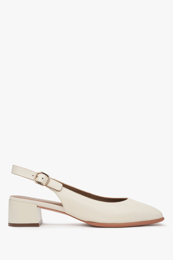 Women's Light Beige Slingback Pumps with a Low Heel Estro ER00116970.