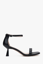 Women's Black Leather Sandals with a Comfortable Funnel Heel Estro ER00116985.