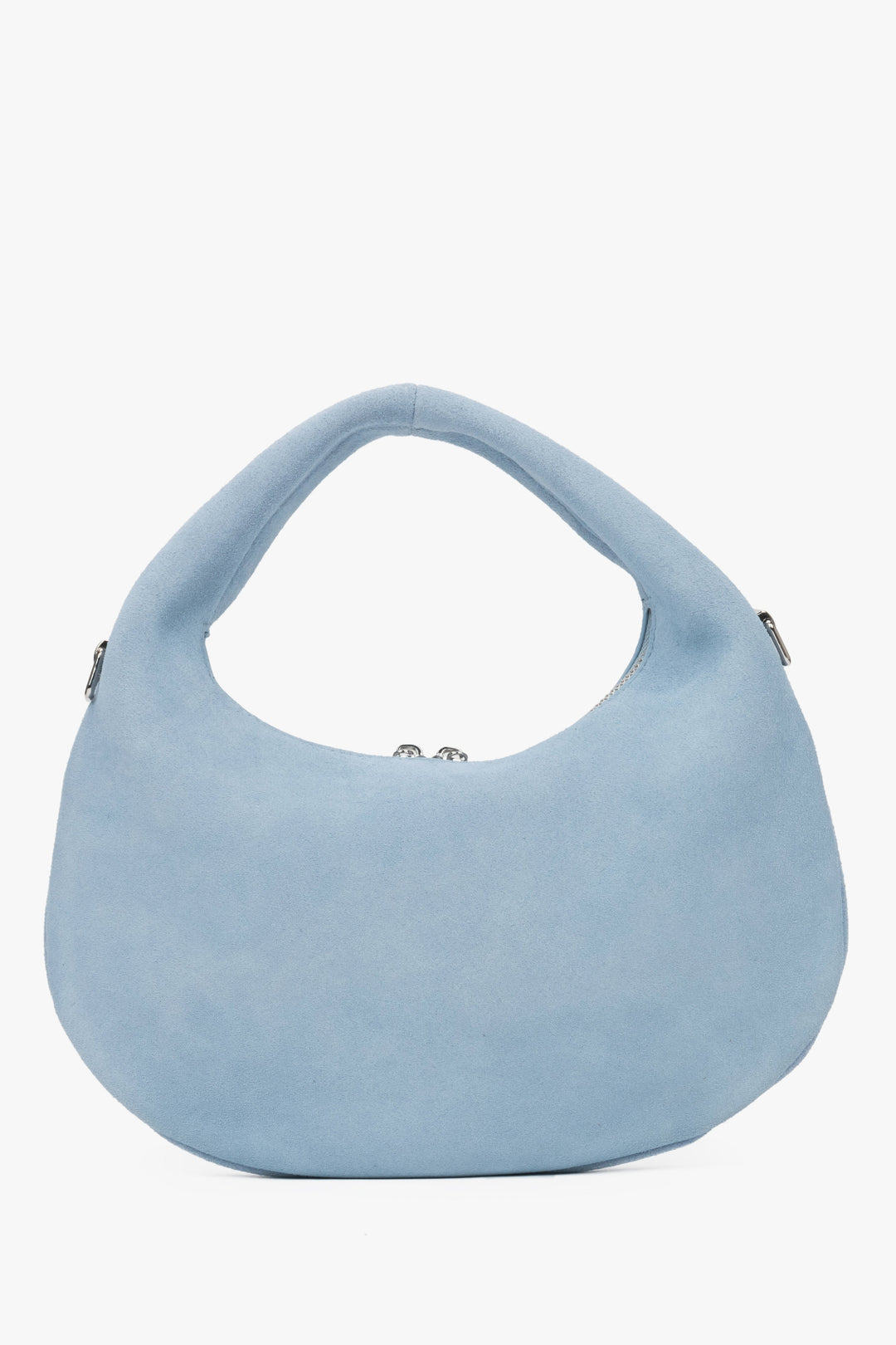Small blue velour women's handbag.