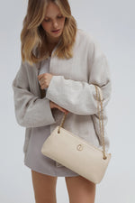 Women's Light Beige Bag with Gold Chain Estro ER00114939