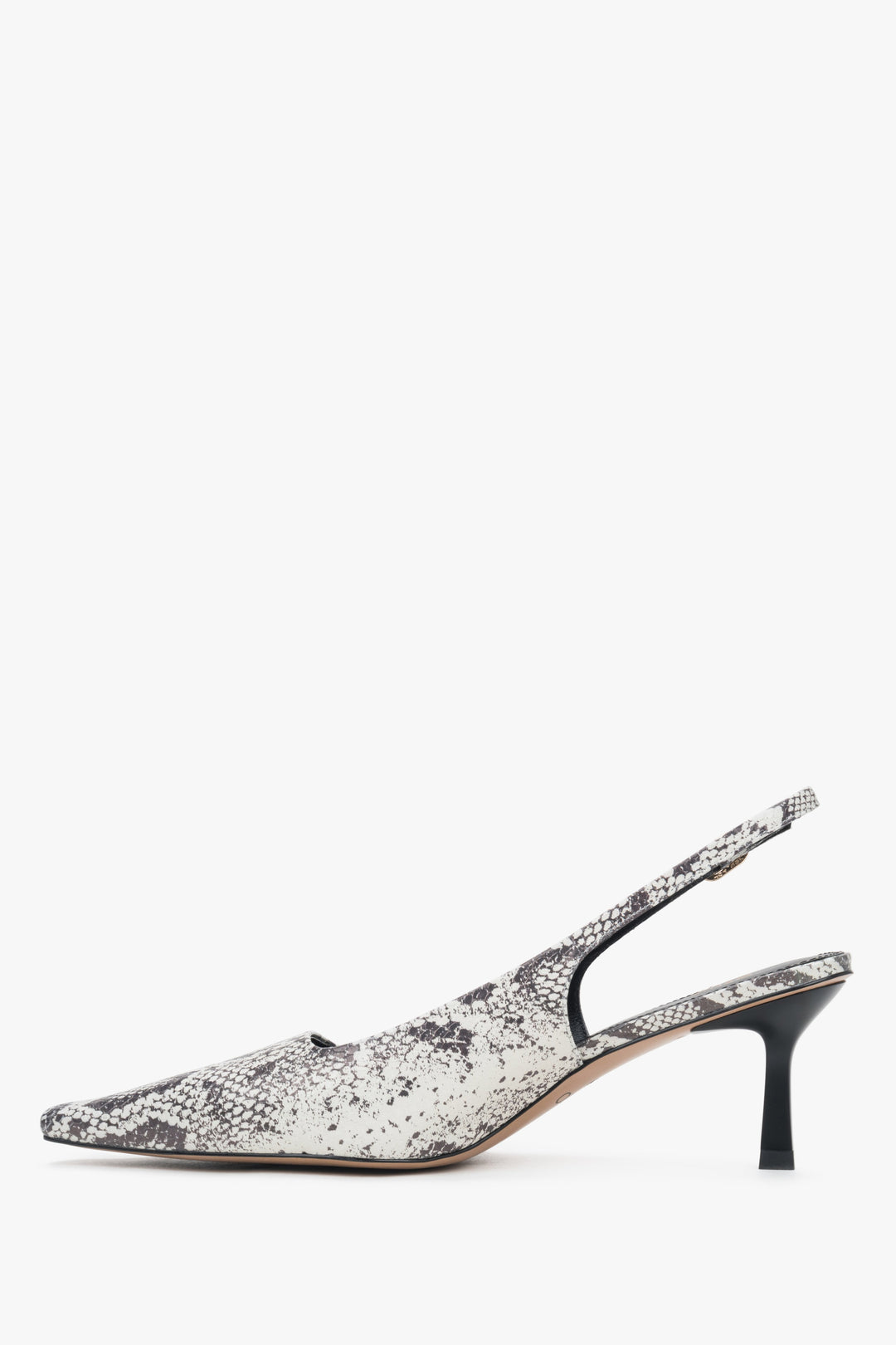 Leather women's slingback pumps with animal print and low heel by estro.