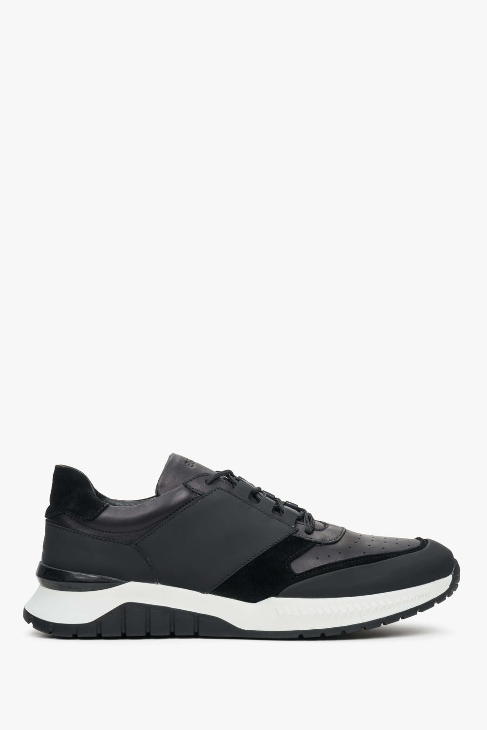 Men's Black & White Sneakers made of Genuine Leather Estro ER00111828.