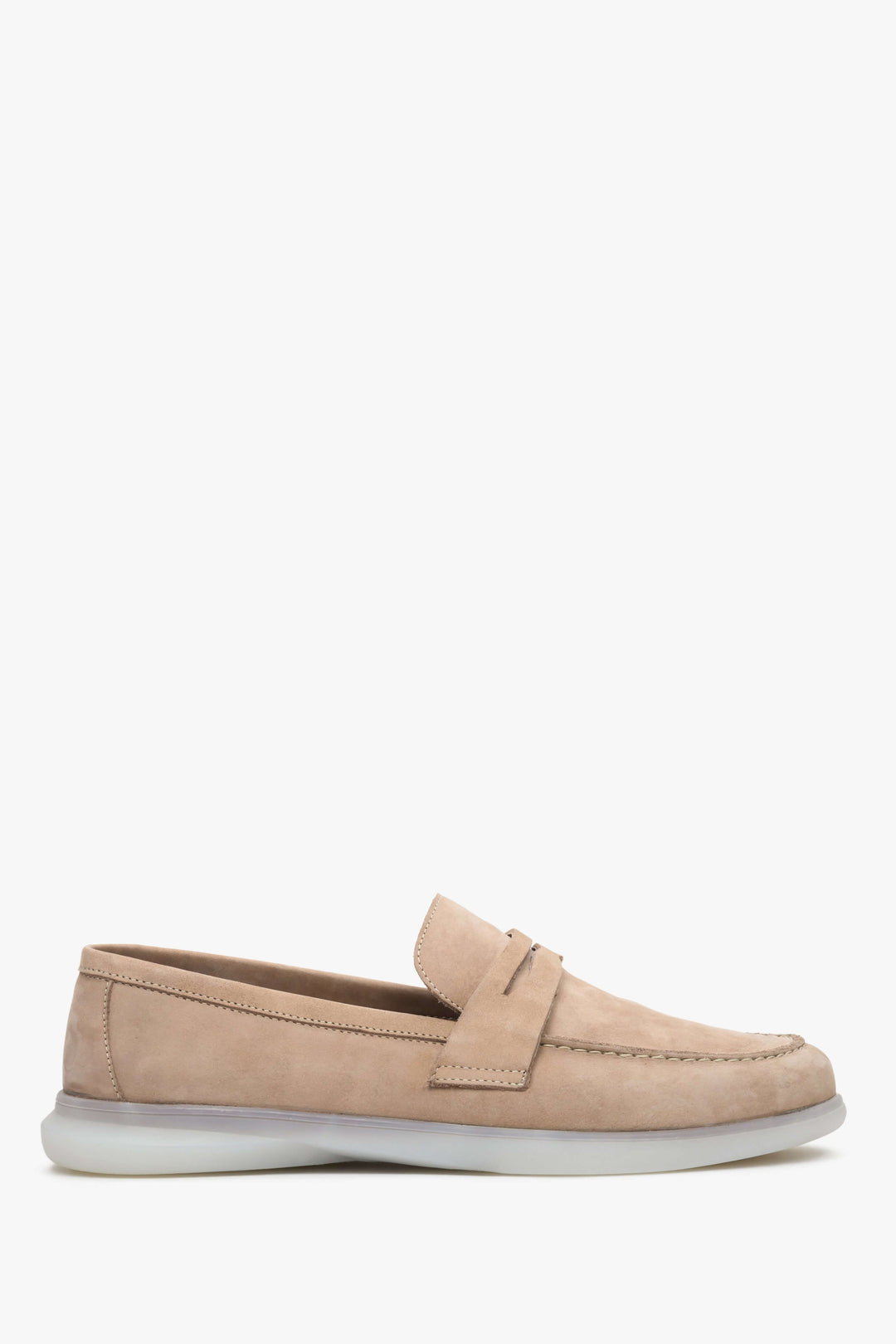 Men's Beige Moccasins made of Genuine Nubuck Estro ER00111277.