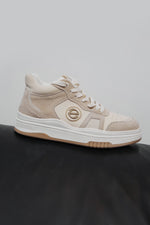 Women's Beige & White High-Top Sneakers made of Leather and Suede Estro ER00114290