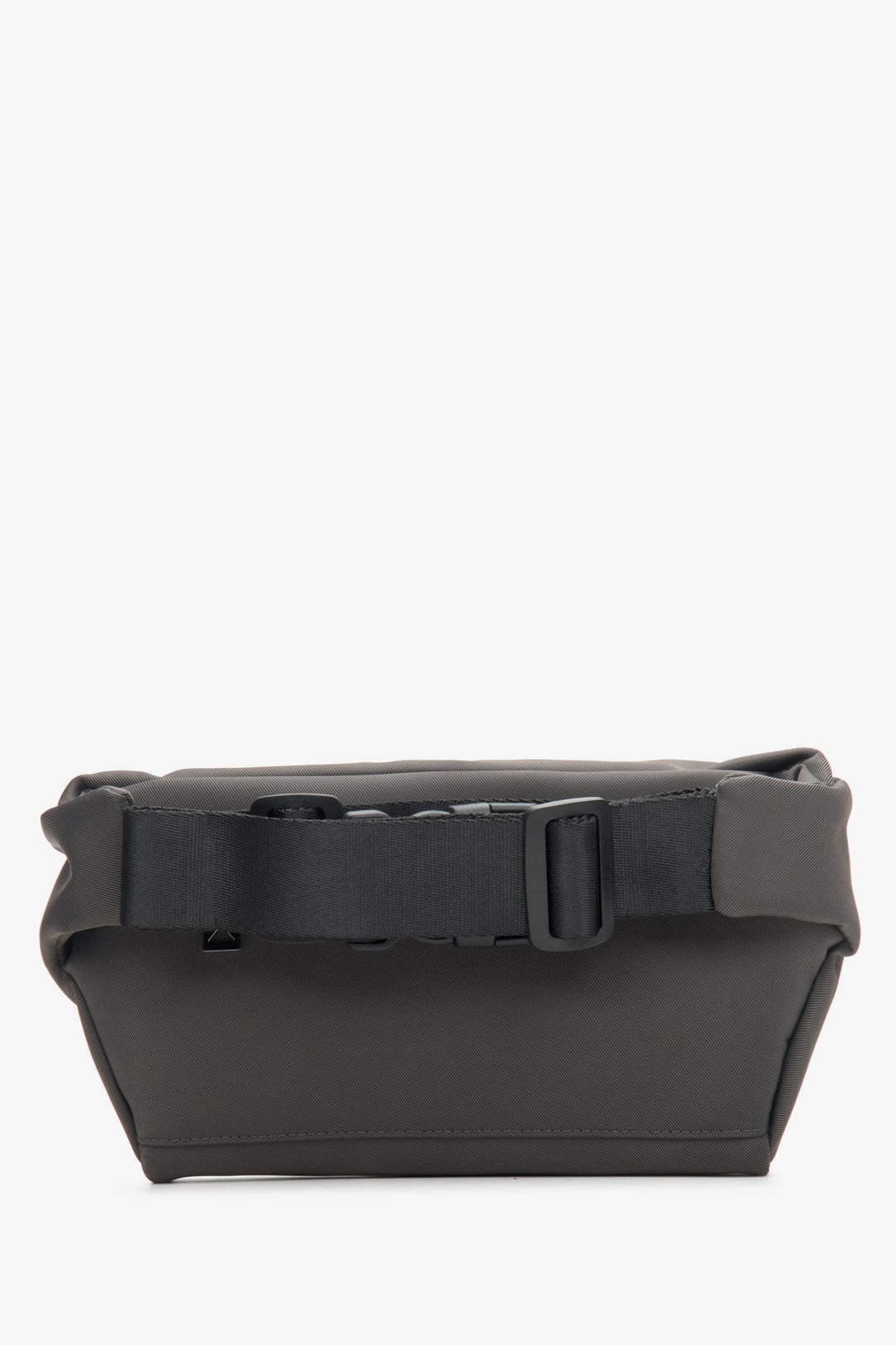 Men's dark grey waist bag with a comfortable strap by Estro - reverse side.
